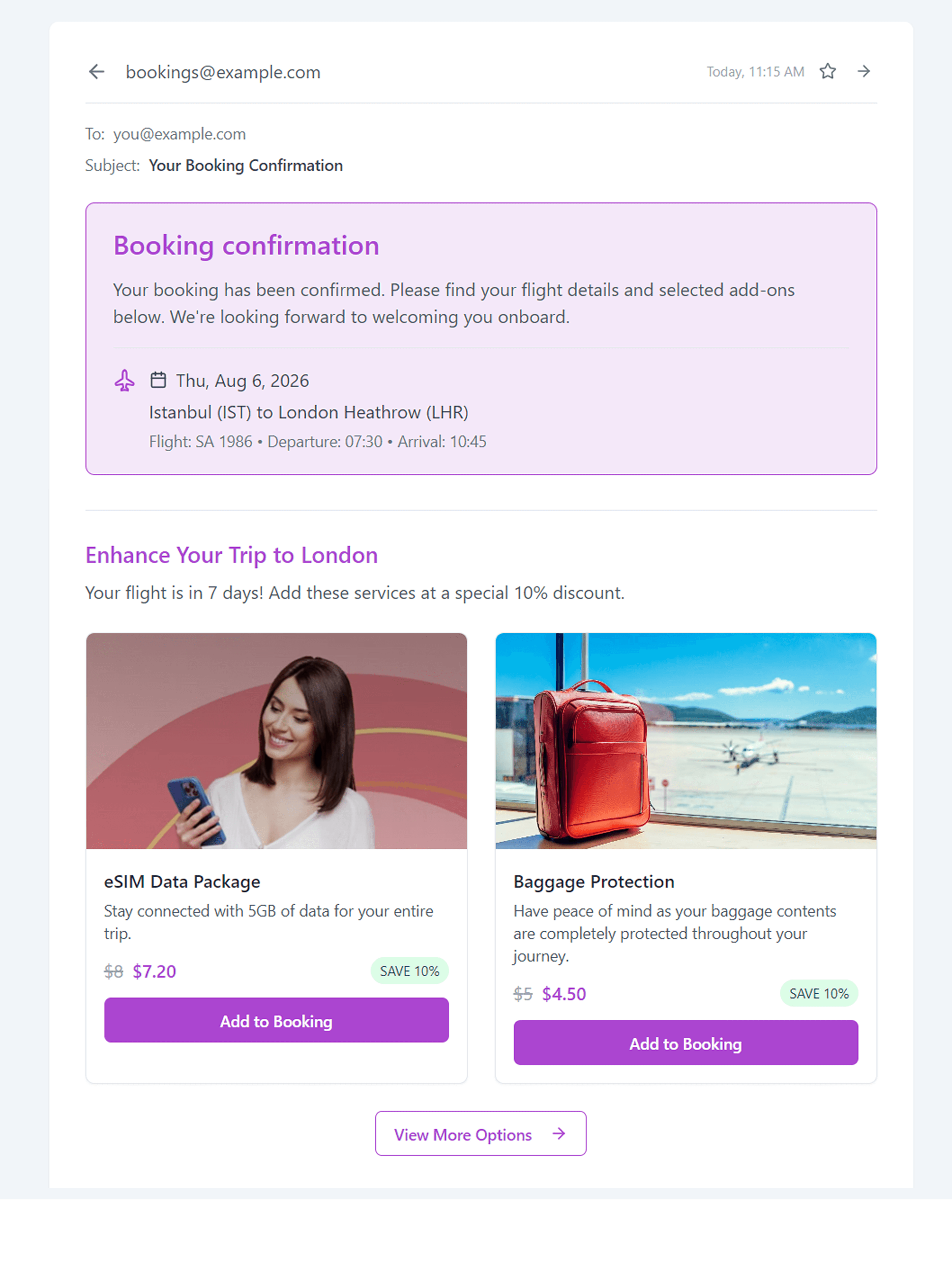 Booking Confirmation Emails & Pre-Departure Reminders
