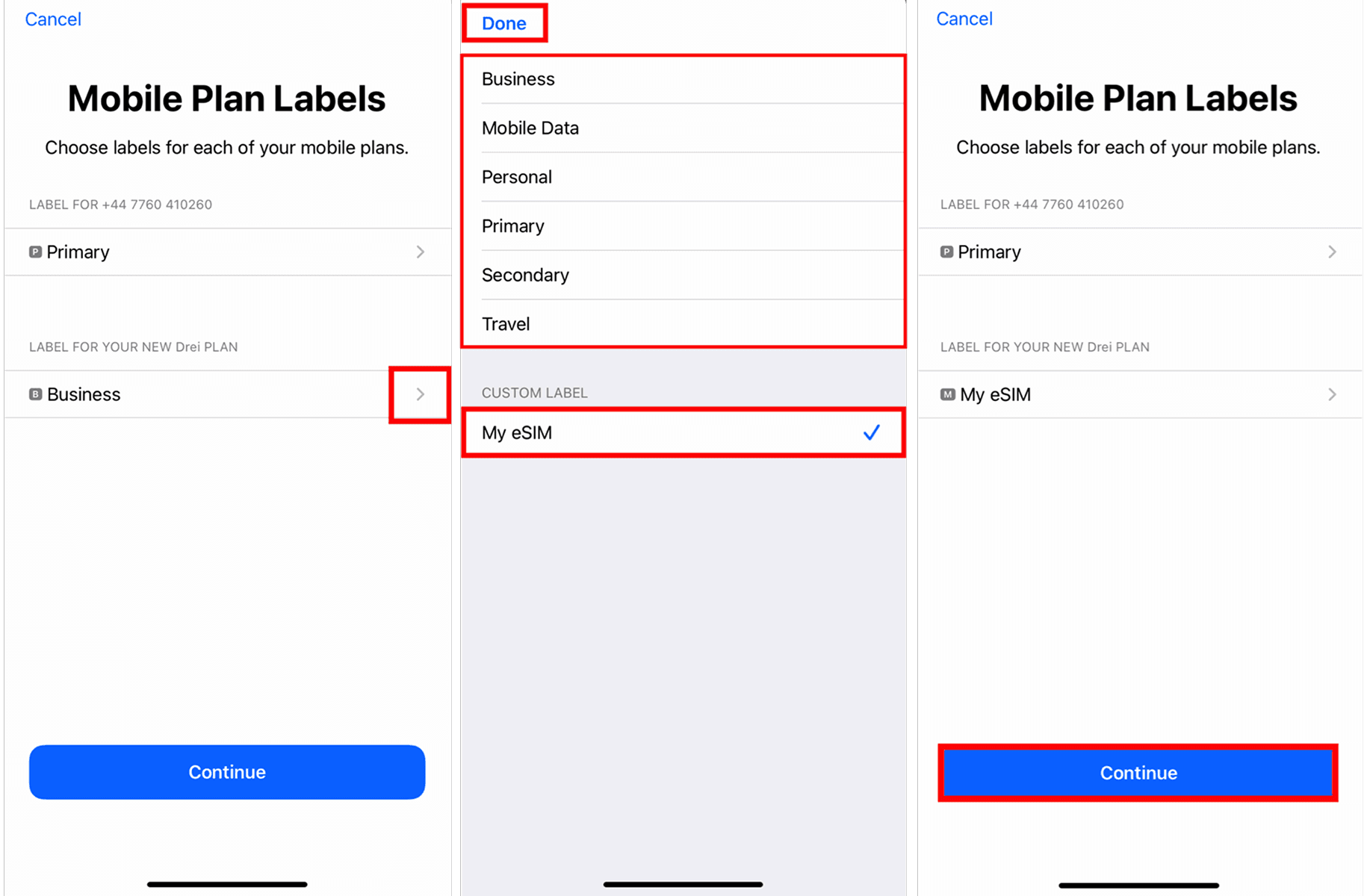 Manual Step 5 - Mobile Plan Labels and custom label