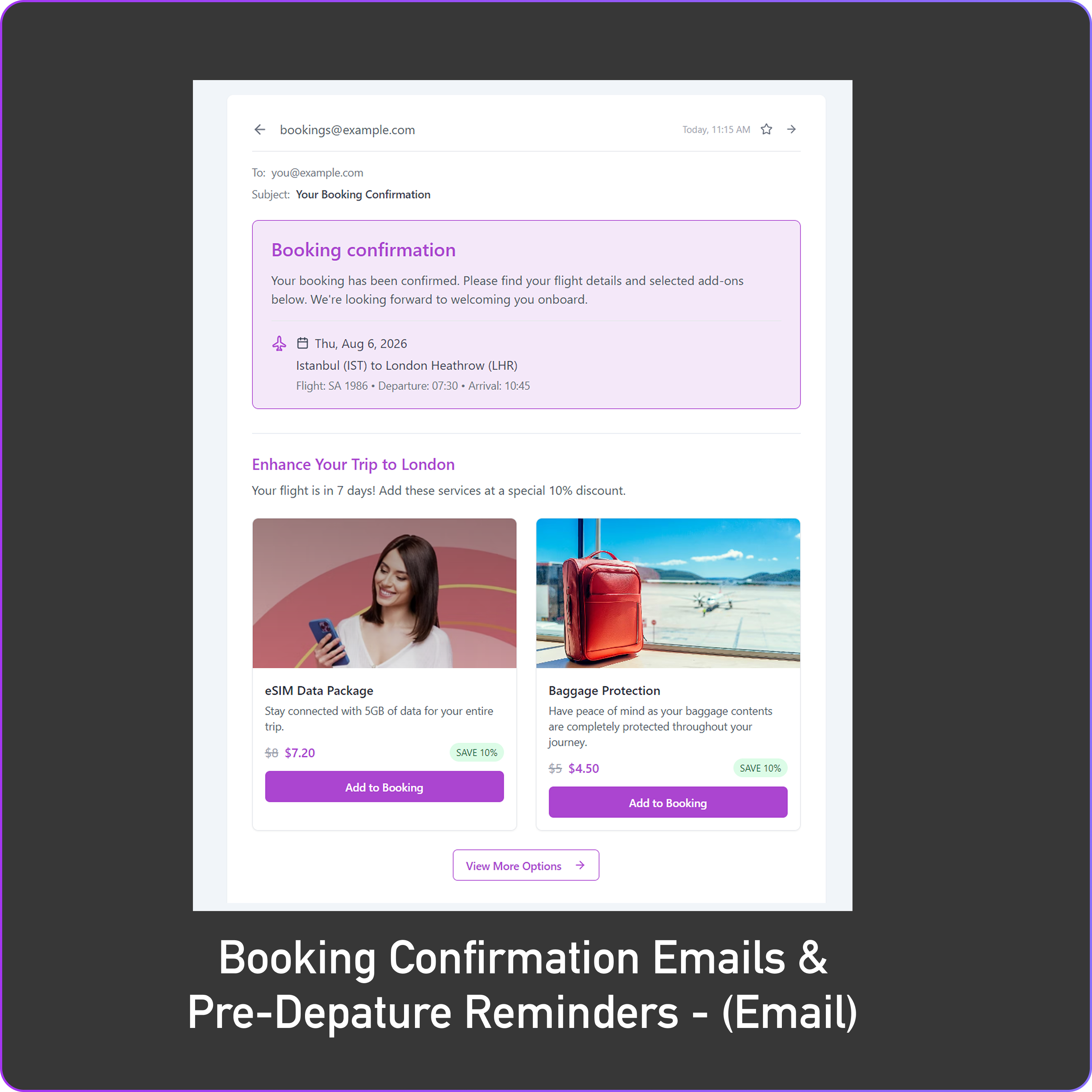 Booking Confirmation Emails & Pre-Departure Reminders